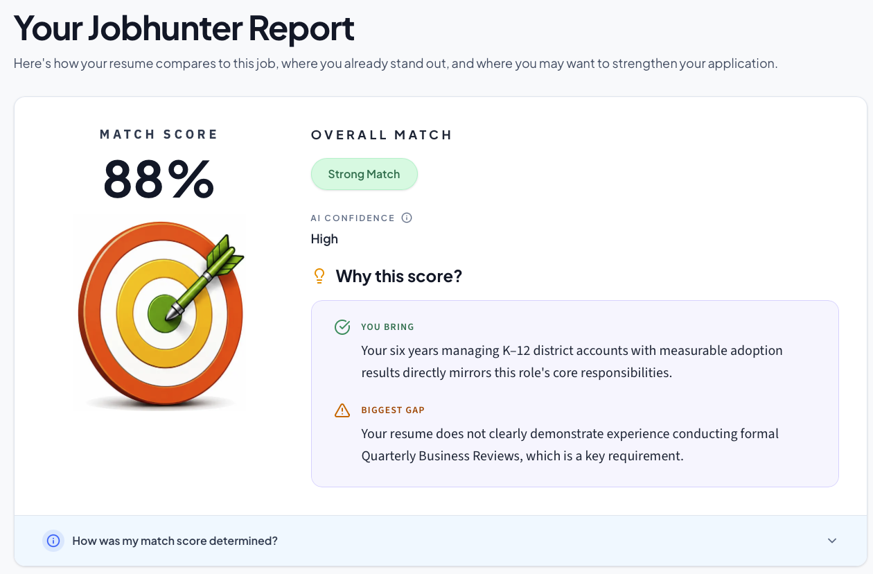 Jobhunter Match Report